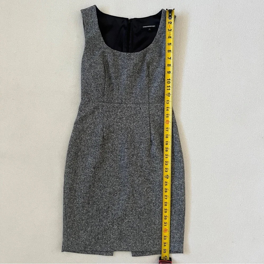 Express Design Studio Gray Tweed Sleeveless Scoop Neck Sheath Wool Dress EUC 4 - Picture 9 of 16
